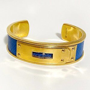 COPY - Hermes Kelly Cuff Bracelet Blue Lizard & GHW